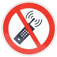 Panneau Interdit d'activer téléphones mobiles Alu 30 cm