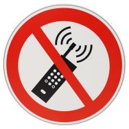 Panneau Interdit d'activer téléphones mobiles PVC 30 cm