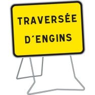 Panneau KC1 Traversée d'engins 800x600mm classe 1 sur pied