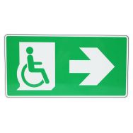 Panneau Sortie handicapés flèche à droite Alu 400x200 mm
