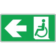 Panneau Sortie handicapés flèche gauche Aluminium 400x200 mm