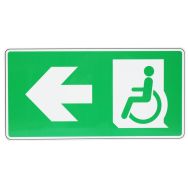Panneau Sortie handicapés flèche gauche Aluminium 400x200 mm