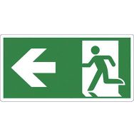 Panneau Sortie secours flèche à gauche  Adhésif  250x125 mm