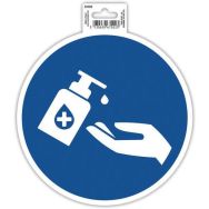 Panneau adhésif gel main obligatoire 20cm bleu