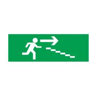 Panneau d'évacuation-secours - ''Escalier de secours descente à droite'' - Rigide