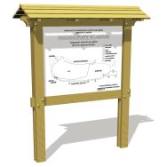 Panneau d'information avec toit et panneau hpl blanc sans gravure