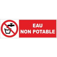 Panneau d'interdiction -  Eau non potable  - Rigide 45x10 cm