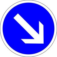 Panneau de signalisation B21A1 Contournement droite