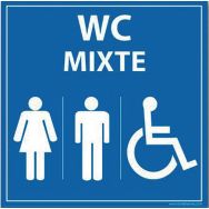 Panneau de signalisation WC Mixte femme homme PMR PVC 250 x 250 mm
