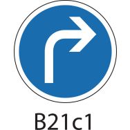 Panneau de signalisation d'obligation - B21c1 - Direction obligatoire à la prochaine intersection : à droite