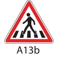 Panneau de signalisation de danger - A13b - Passage pour piétons