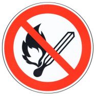 Panneau interdiction- Flamme nue interdite- Aluminium- 120mm