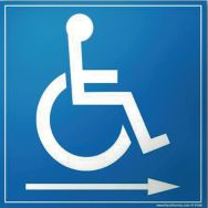 Panneau picto handicapé flèche droite PVC 250 x 250 mm