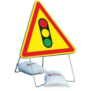 Panneau temporaire de chantier AK17 - Feux tricolores - Taliaplast