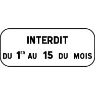 Panonceau pour panneaux de signalisation type B - M6b - Stationnement unilatéral à alternance semi-mensuelle