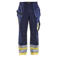 Pantalon artisan haute visibilité marine/jaune, polyester/coton