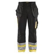 Pantalon artisan haute visibilité noir/jaune, polyester/coton