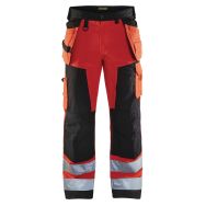 Pantalon artisan haute visibilité rouge fluorescent/noir