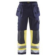 Pantalon artisan multinormes marine/jaune fluorescent