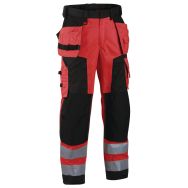 Pantalon artisan softshell haute visibilité rouge fluorescent/noir