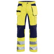 Pantalon artisan stretch haute visibilité jaune/marine genoux préformé