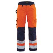 Pantalon haute visibilité femme orange fluorescent/marine
