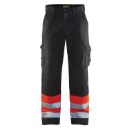 Pantalon haute visibilité noir/rouge fluorescent