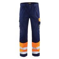 Pantalon haute visibilité orange fluorescent/marine, poche extra large
