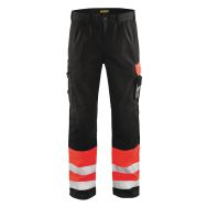 Pantalon haute visibilité rouge fluorescent/noir, poche extra large
