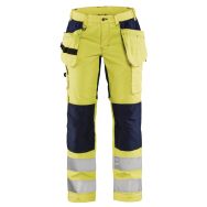 Pantalon haute visibilité stretch femme jaune fluorescent/marine