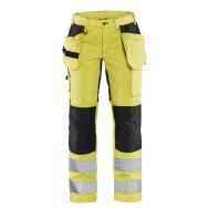 Pantalon haute visibilité stretch femme jaune fluorescent/noir