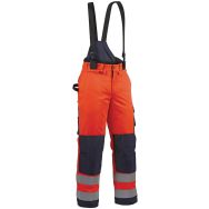 Pantalon hiver haute visibilité orange fluo/marine, guêtre pare-neige