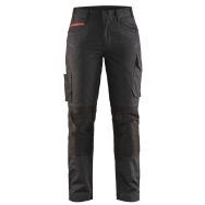 Pantalon services stretch femme noir/rouge