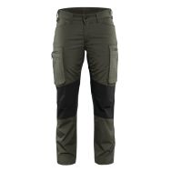 Pantalon services stretch femme vert armée/noir