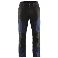 Pantalon services stretch marine foncé/noir, renforcé aux genoux
