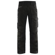 Pantalon services stretch noir/gris foncé, boutons cachés