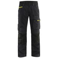 Pantalon services stretch noir/jaune fluorescent