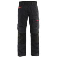 Pantalon services stretch noir/rouge