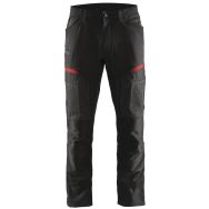 Pantalon services stretch noir/rouge, poche A4 / tablette
