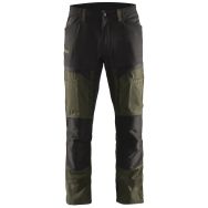 Pantalon services stretch vert olive/noir, poche A4 / tablette