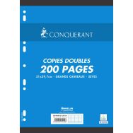 Paquet 50 copies doubles 90g 200p 21x29.7cm seyes perforées