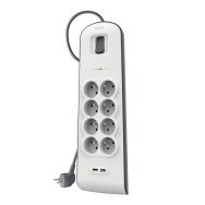 Parafoudre 8 prises 900 Joules et 2 USB 2.0 avec cordon 2 m