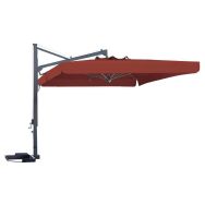 Parasol Galileo 3,5 x 3,5 m avec volant - toile terracotta