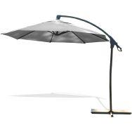 Parasol avec pied excentré en acier et toile-Gris