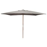 Parasol droit bois 3 x 2 m, mât eucalyptus/toile gris