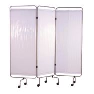 Paravent inox 3 Panneaux avec rideaux tendus blanc
