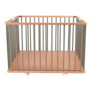Parc pliant carré GABY (plancher réglable et roulettes) Hybride Gris