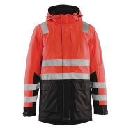 Parka haute visibilité rouge fluorescent/noir