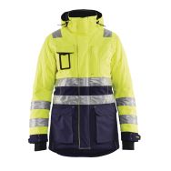 Parka hiver haute visibilité femme jaune fluorescent/marine
