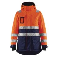 Parka hiver haute visibilité femme orange fluorescent/marine